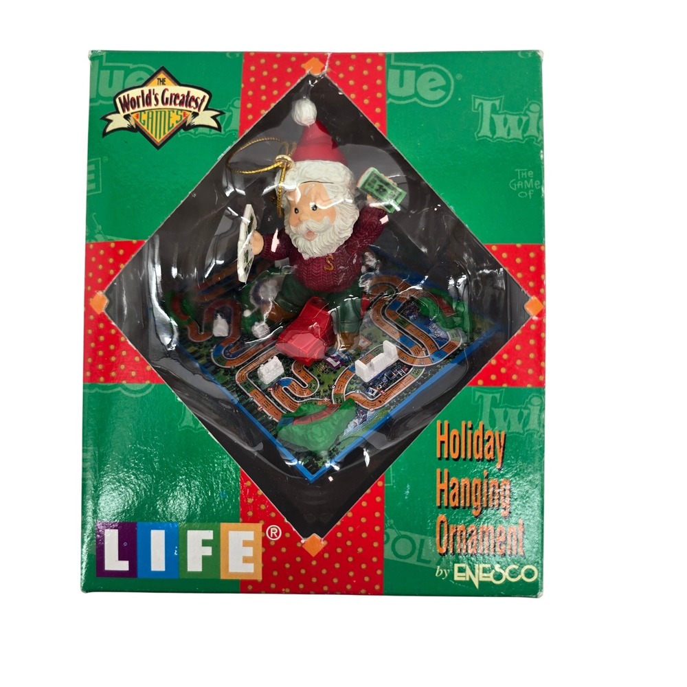 Vintage 1997 Enesco The Game of LIFE Santa Board Game Holiday Ornament 345059